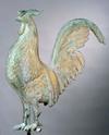 A molded copper hamburg rooster weathervane attributed to L.W. Cushing