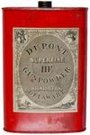 A DuPont Superfine HFg Gunpowder tin by E.I. DuPont de Nemours & Company of Wilmington, DE; <i>image courtesy of Early American History Auctions, Inc</i>.