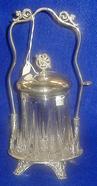 Portland glass pickle castor set having a Toothill & McBean silver plate holder