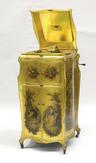 A gilt Victor phonograph with a painted scene of courting lovers