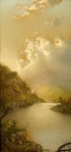 A pastel river landscape painting by George Douglas Brewerton