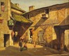 An oil on canvas painting by Charles J. Bridgman depicts children at play in a courtyard