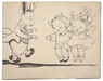Grace Gebbie Drayton (American, 1877 to 1936), a pen-and-ink drawing for an Easter card featuring the Campbell Kids