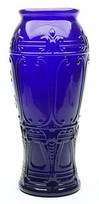A Goofus vase form pickle jar in cobalt blue