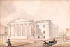 A watercolor painting of the Second United States Mint by William Strickland