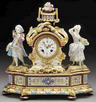 A Paris porcelain figural mantel clock, mid-19th century, enameled dial marked S. Fournier H.