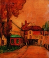 Robert Henry Logan oil on board street view painting