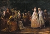 Jennie Augusta Brownscombe oil painting, Tea in the Garden