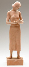 Maurice Glickman terracotta sculpture, Standing Woman Reading a Book