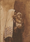 Charles C. Svendsen watercolor painting, Mother and Child