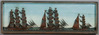 Sailing ship diorama, carved ships and sea with painted background, America, 19th century