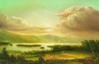 George Douglas Brewerton pastel drawing, Sunrise On the Lake, landscape with clouds