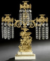 American, gilt-lacquered brass, marble and cut glass Paul and Virginia girandole, mid-19th century
