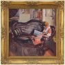 Harry Everett Townsend oil painting, Girl Reading on a Sofa