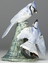 A Stangl porcelain figural group depicting stump mounted double Blue Jays, #2717