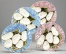 A lot of four Stangl porcelain 5 wells oyster plates, two in pink and two in blue