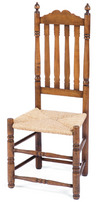 A New England maple William and Mary banister-back side chair