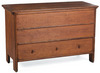 A New England William and Mary mule or blanket chest in red finish with snipe hinges, two false drawers and one long drawer on straight legs