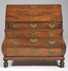A Massachusetts mahogany slant-lid desk of bombe form