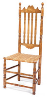 A William and Mary maple/ banister-back side chair with splint seat