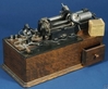 An Edison Electric Phonograph, Victor or Balmoral model, with Model C reproducer, Type D repeating attachment, oak case and papier-mache Mega Phone Horn