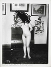 Ernest Bellocq silver gelatin photograph of a Storyville nude standing by a dresser, lot of two