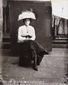 Ernest Bellocq silver gelatin photograph of a Storyville woman in a large feathered hat