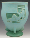 A Roseville pottery Silhouette 763-8, nude decorated vase, turquoise