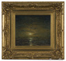 Franklin Benjamin DeHaven (American, 1856 to 1934), oil on canvas painting titled <b><i>Moonlight</i></b> within decorative gilt and gesso frame