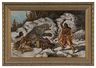 Henry H Cross oil on canvas painting, Bear Hunt