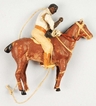 A Dresden molded and painted paper horse and rider Christmas tree ornament