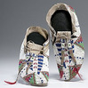 Sioux beaded hide moccasins with tin cones and horsehair