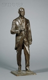 A bronze sculpture with dark brown patina by Raffaello Romanelli (Italian, 1856 to 1928), Portrait of a Man