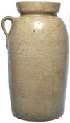 Stoneware jar with alkaline glaze and incised decoration