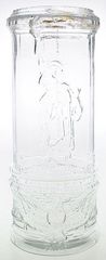 A Goofus glass Statue of Liberty cylindrical pickle jar
