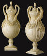 A pair of carved ivory vases attributed to Charles Etienne Thomas (French, 1798 to 1857), Dieppe