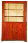 An American nineteenth century pine and poplar country primitive pewter cupboard