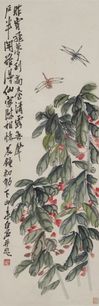 A Chinese watercolor scroll painting attributed to Qi Baishi