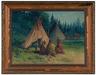 William Meuttman oil on canvas painting, Indian Campground