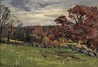 Oil on panel landscape painting by Franklin Benjamin DeHaven (American), Near Willington, Conn. Signed