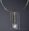 Solar-Lunar necklace #4, Margret Craver, glass and gold foil, with acrylic torque