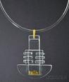 Solar-Lunar necklace #8, Margret Craver, glass and gold leaf, with acrylic torque
