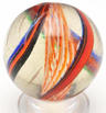 An orange and white bicolor latticinio swirl marble