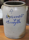 A 19th century Hormell & Smyth four gallon stoneware crock, Tuscarawas County, Ohio, with lug handles and freehand cobalt
