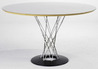 A Cyclone dining table by Isamu Noguchi for Knoll Associates, laminate top on a steel wire support, cast-iron base, American, late 1950s