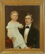 A circa 1839 oil on canvas portrait painting by Isaac Augustus Wetherbee depicting Edwin Bolbrook and his three year old sister Ellen