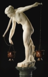 Marble sculpture by Raffaello Romanelli, Acquaiola, indistinctly signed