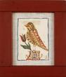 Fraktur Schwenkfelder drawing, probably Mongomery County, Pennsylvania, 19th century, depicts a bird perched on a vase holding a tulip, watercolor and ink on paper