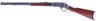 A Winchester Model 1873 lever action rifle with buckhorn rear sight, full length magazine and walnut stock