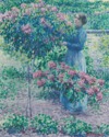 Louis Ritman oil on canvas painting, In the Arbor, signed L. Ritman lower right, painted circa 1914